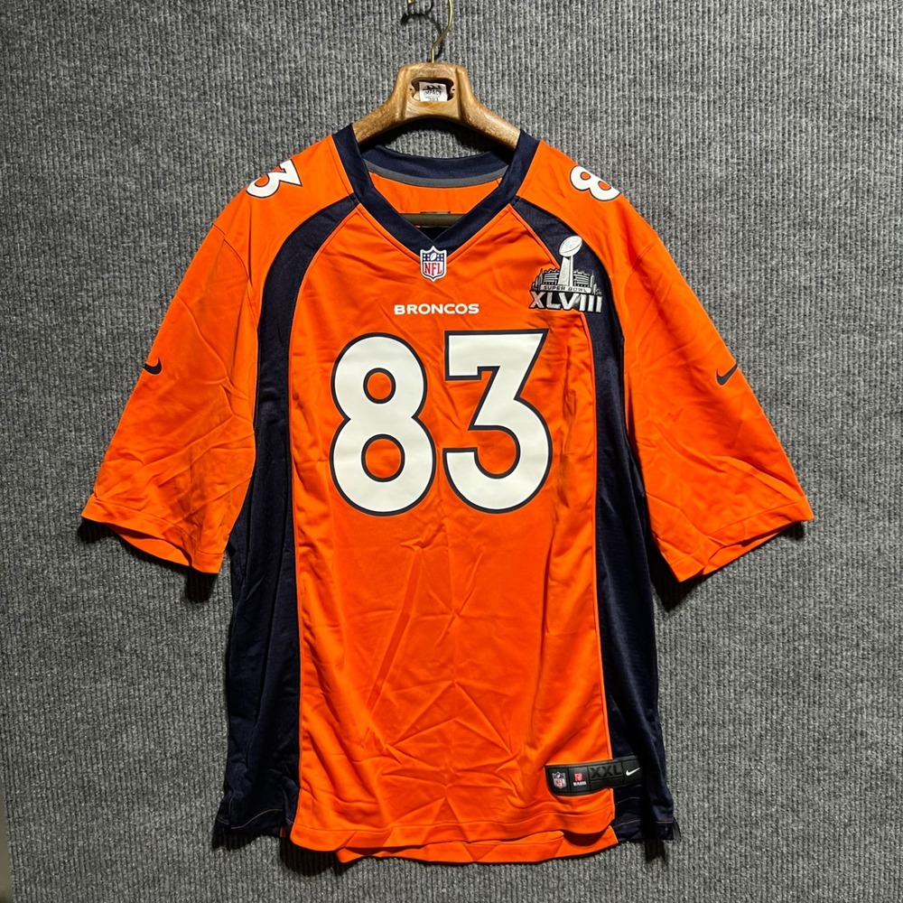 Nike Denver Broncos Jersey Mens XXL Orange Wes Welker 83 Super Bowl XLVIII Patch